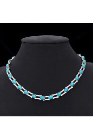 Turquoise Stone Necklace Chain 18K Real Gold Platinum Plated Turkey Stone Exquisite Jewelry Gift for Women