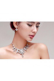 Gorgeous Rhinestone/Titanium Wedding Necklace With Earings