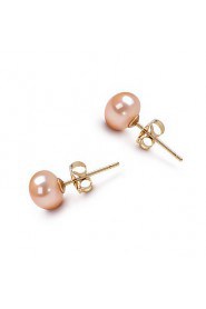 14k Gold Pink 6.5 - 7mm AFreshwater Pearl Earring