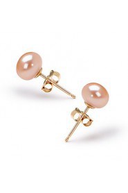 14k Gold Pink 6.5 - 7mm AFreshwater Pearl Earring