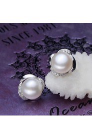 Stud Earrings Women's Silver/Pearl Earring Rhinestone