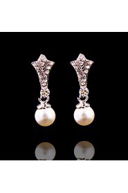 Jewelry suit luxury full drill imitation pearl silver plating (necklace) (earrings)