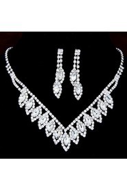 European Style Fashion Shiny Rhinestone Bridal Necklace Earring Set