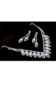 European Style Fashion Shiny Rhinestone Bridal Necklace Earring Set