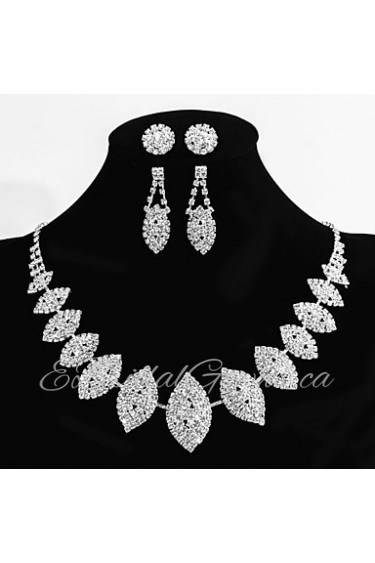 Women's Alloy Wedding/Party Jewelry Set 2 Pairs of Rhinestone Earrings 1 Crystal Necklace