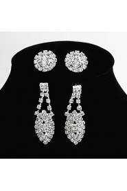 Women's Alloy Wedding/Party Jewelry Set 2 Pairs of Rhinestone Earrings 1 Crystal Necklace