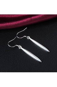 Simple Design Brass Silver Plated Drop Earrings