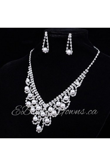 Women's Silver Crystal Multilayer Statement Necklace & Earrings for Wedding Party