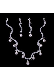 Jewelry Set Women's Anniversary / Wedding / Engagement / Birthday / Gift / Party Jewelry Sets Alloy Imitation Pearl / Rhinestone Silver