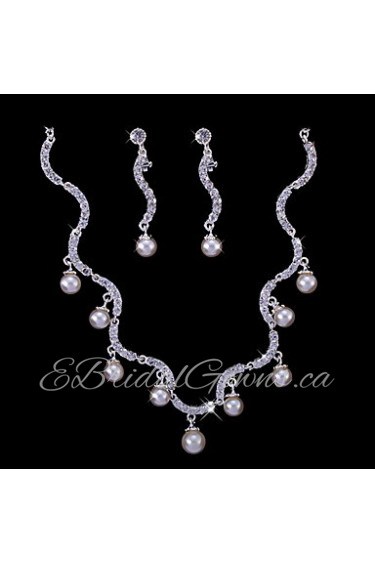 Jewelry Set Women's Anniversary / Wedding / Engagement / Birthday / Gift / Party Jewelry Sets Alloy Imitation Pearl / Rhinestone Silver