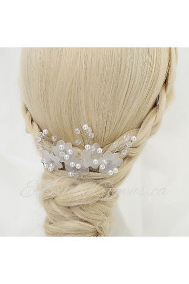 Women's / Flower Girl's Crystal / Alloy / Imitation Pearl Headpiece-Wedding / Special Occasion Hair Combs 1 Piece White Round