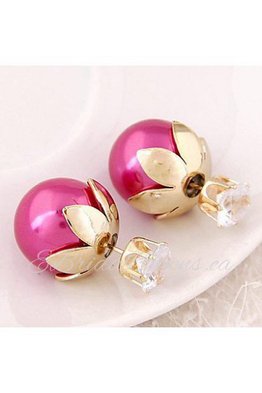 Women's European Style Resin Stud Earrings With Rhinestone