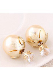 Women's European Style Resin Stud Earrings With Rhinestone