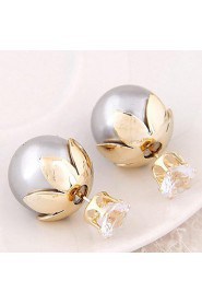 Women's European Style Resin Stud Earrings With Rhinestone