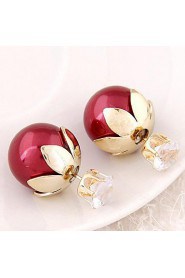 Women's European Style Resin Stud Earrings With Rhinestone