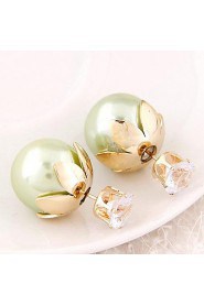 Women's European Style Resin Stud Earrings With Rhinestone