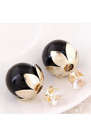 Women's European Style Resin Stud Earrings With Rhinestone