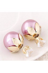 Women's European Style Resin Stud Earrings With Rhinestone