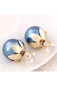 Women's European Style Resin Stud Earrings With Rhinestone