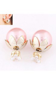 Women's European Style Resin Stud Earrings With Rhinestone