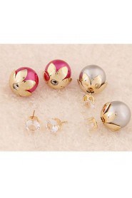 Women's European Style Resin Stud Earrings With Rhinestone