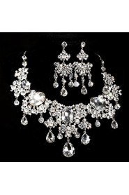 Ladies' Alloy Rhinestone Wedding Jewelry Set