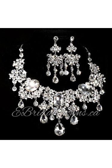 Ladies' Alloy Rhinestone Wedding Jewelry Set