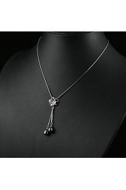 Black 3.5 - 4mm A Pearl Pendant With 17" Sterling Silver Chain