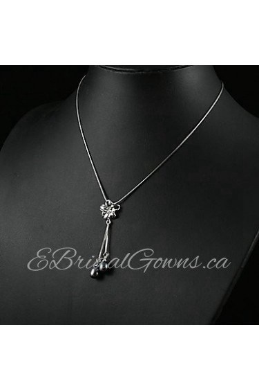 Black 3.5 - 4mm A Pearl Pendant With 17" Sterling Silver Chain