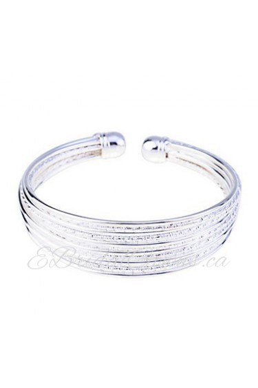 Fashion Alloy Silver Plated Carve Wire Bracelet Cuff