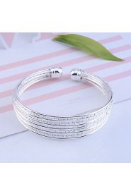 Fashion Alloy Silver Plated Carve Wire Bracelet Cuff