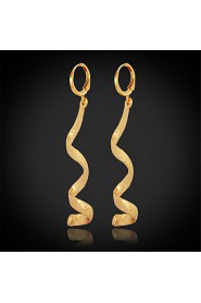 New Women's Long Drop Dangle Earrings 18K Real Chunky Gold Plated Jewelry Gift for Women