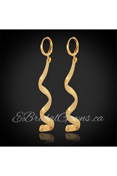 New Women's Long Drop Dangle Earrings 18K Real Chunky Gold Plated Jewelry Gift for Women