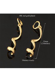 New Women's Long Drop Dangle Earrings 18K Real Chunky Gold Plated Jewelry Gift for Women