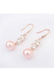 Women's European Style Fashion Zircon Alloy Drop Earrings With Imitation Pearl