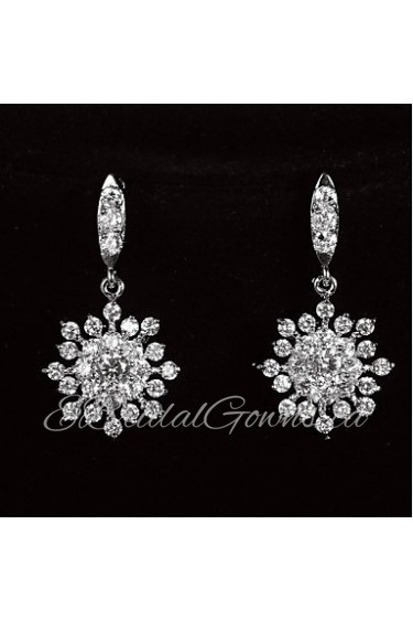 Drop Earrings Women's Platinum Earring Cubic Zirconia