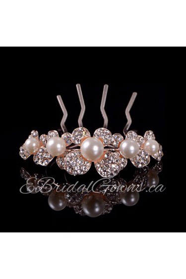 Fashion Flowers Imitation Pearl Hair Combs With Wedding/Party Headpiece