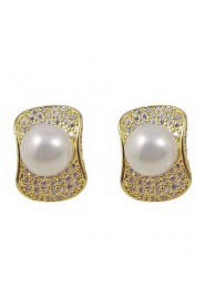 Elegant Gold Plated Pearl Earrings