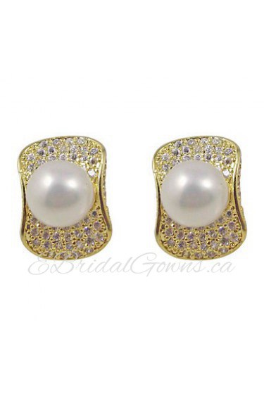 Elegant Gold Plated Pearl Earrings