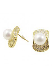 Elegant Gold Plated Pearl Earrings