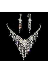 Jewelry Set Women's Wedding / Party Jewelry Sets Alloy / Rhinestone Rhinestone Necklaces / Earrings Silver