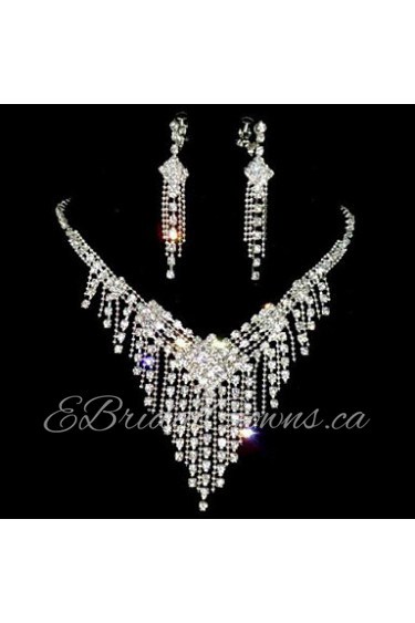 Jewelry Set Women's Wedding / Party Jewelry Sets Alloy / Rhinestone Rhinestone Necklaces / Earrings Silver