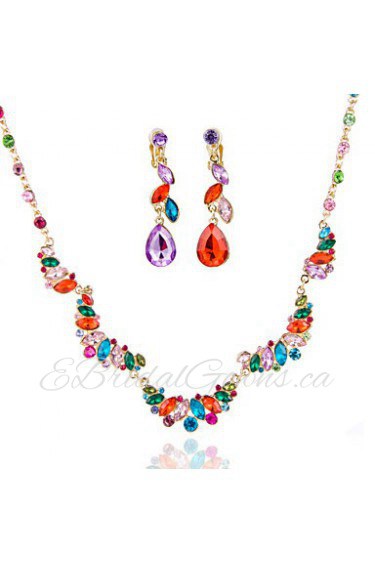 Ladies'/Women's Alloy Wedding/Party Jewelry Set With Multi-stone