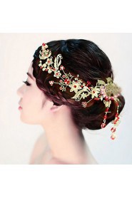 Bride's Butterfly Tassel Crystal Rhinestone Forehead Wedding Headdress Hair Accessories 1 PC