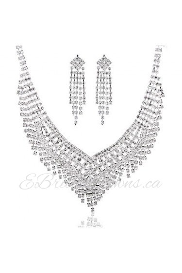 Luxurious Ladies'/Women's Alloy Wedding/Party Jewelry Set With Rhinestone