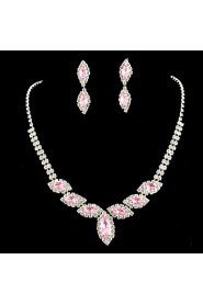 Wedding Bridal Bridesmaid Crystal Necklace Earrings Jewelry Set