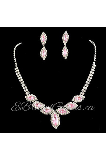 Wedding Bridal Bridesmaid Crystal Necklace Earrings Jewelry Set