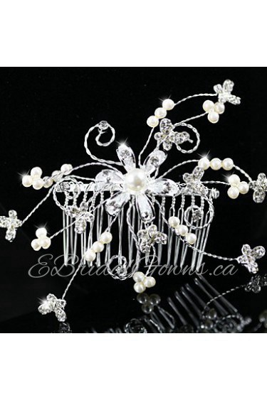 Women's Alloy / Imitation Pearl Headpiece-Wedding / Special Occasion Hair Combs Clear Round
