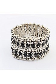 European Style Fashion Aegean Sea Multilayer Rhinestone Bracelet (Double Rows)