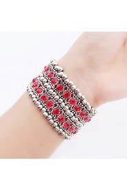 European Style Fashion Aegean Sea Multilayer Rhinestone Bracelet (Double Rows)